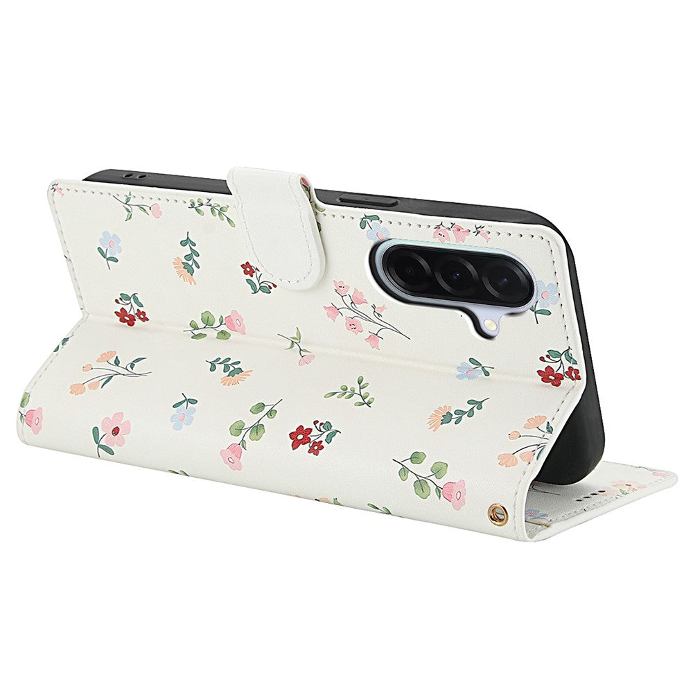 For-Samsung-Galaxy-A17-5G-/-A17-4G-/-A26-5G-Wallet-Case-Rhombic-Floral-Design-Leather-Flip-Phone-Cover-with-Strap-A1