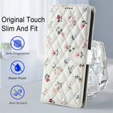 For-Samsung-Galaxy-A17-5G-/-A17-4G-/-A26-5G-Wallet-Case-Rhombic-Floral-Design-Leather-Flip-Phone-Cover-with-Strap-A1