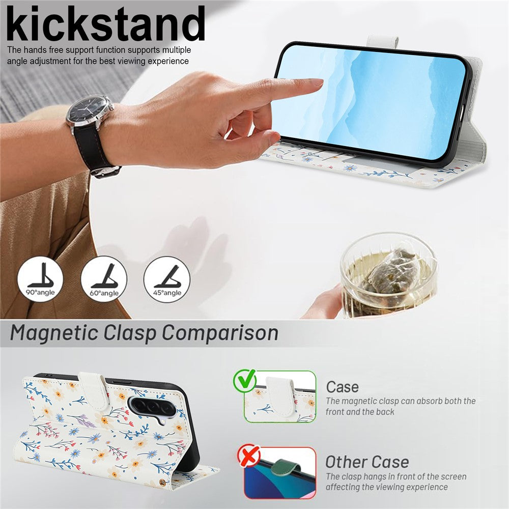 For-Samsung-Galaxy-A17-5G-/-A17-4G-/-A26-5G-Wallet-Case-Rhombic-Floral-Design-Leather-Flip-Phone-Cover-with-Strap-A2