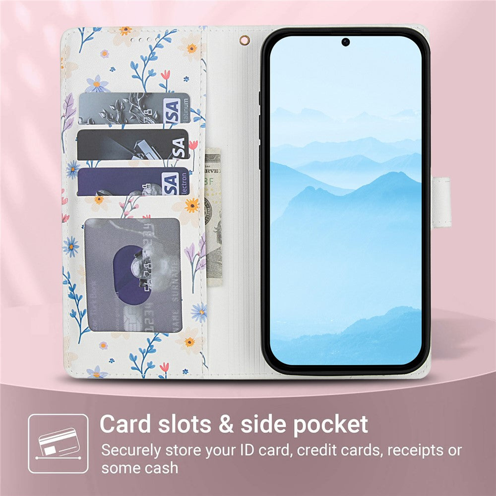 For-Samsung-Galaxy-A17-5G-/-A17-4G-/-A26-5G-Wallet-Case-Rhombic-Floral-Design-Leather-Flip-Phone-Cover-with-Strap-A2