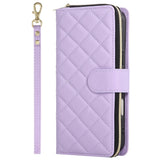 For-iPhone-17-Pro-Case-Zipper-Wallet-Rhombus-PU-Leather-Crossbody-Phone-Cover-Purple