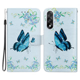 For-OnePlus-Nord-5-5G-Wallet-Phone-Case-Anti-Drop-Pattern-Printing-Leather-Flip-Cover-with-Strap-Blue-Butterfly-Flower