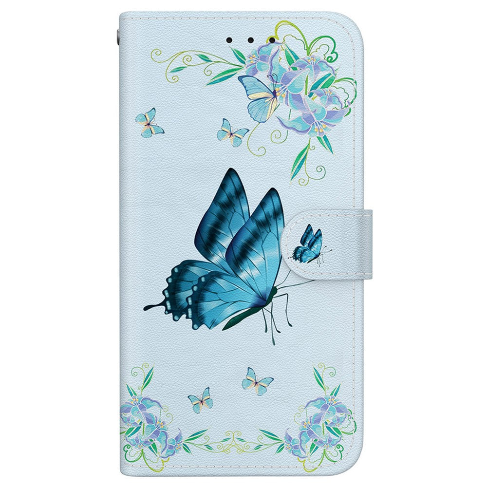 For-OnePlus-Nord-5-5G-Wallet-Phone-Case-Anti-Drop-Pattern-Printing-Leather-Flip-Cover-with-Strap-Blue-Butterfly-Flower
