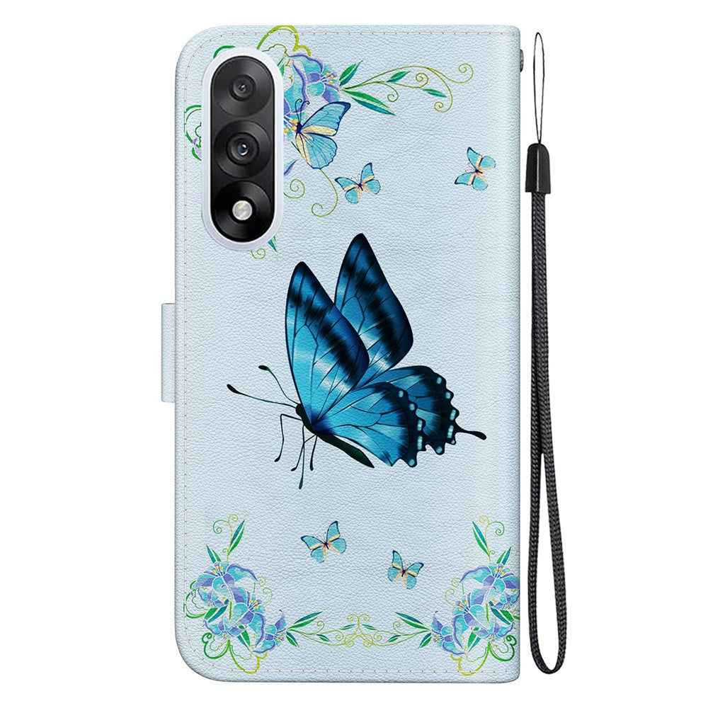 For-OnePlus-Nord-5-5G-Wallet-Phone-Case-Anti-Drop-Pattern-Printing-Leather-Flip-Cover-with-Strap-Blue-Butterfly-Flower