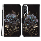 For-OnePlus-Nord-5-5G-Wallet-Phone-Case-Anti-Drop-Pattern-Printing-Leather-Flip-Cover-with-Strap-Black-Rose