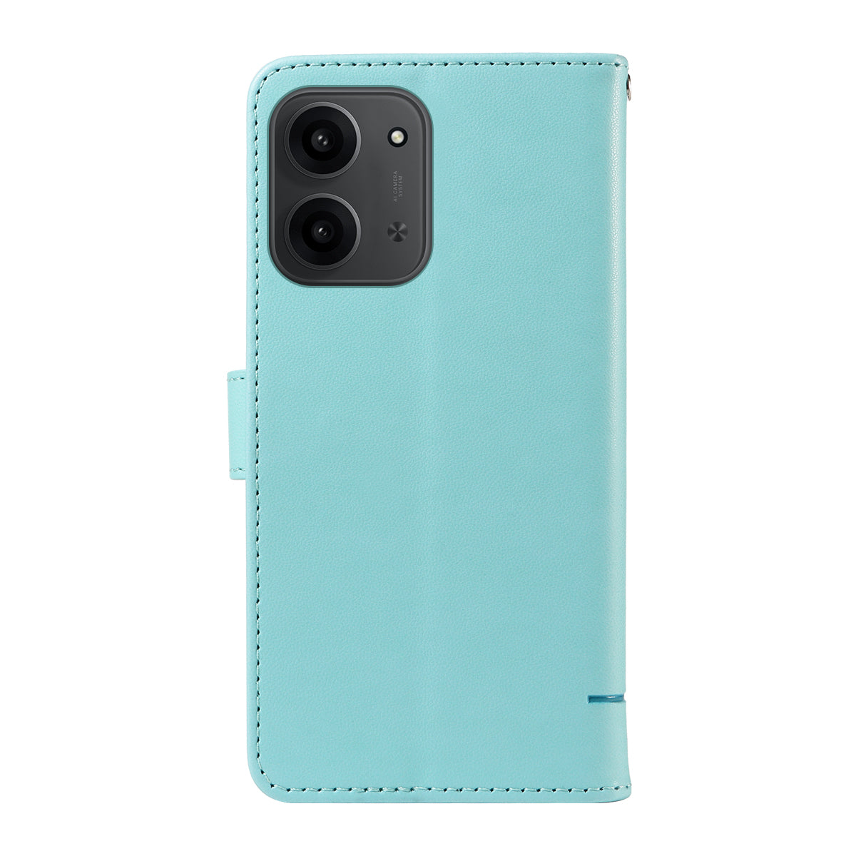 For-Xiaomi-Redmi-15C-5G-(EU)-(173mm)-/-15C-4G-(EU)-(173mm)-Case-Cat-Pattern-Imprint-Leather-Phone-Cover-with-Wrist-Strap-Green