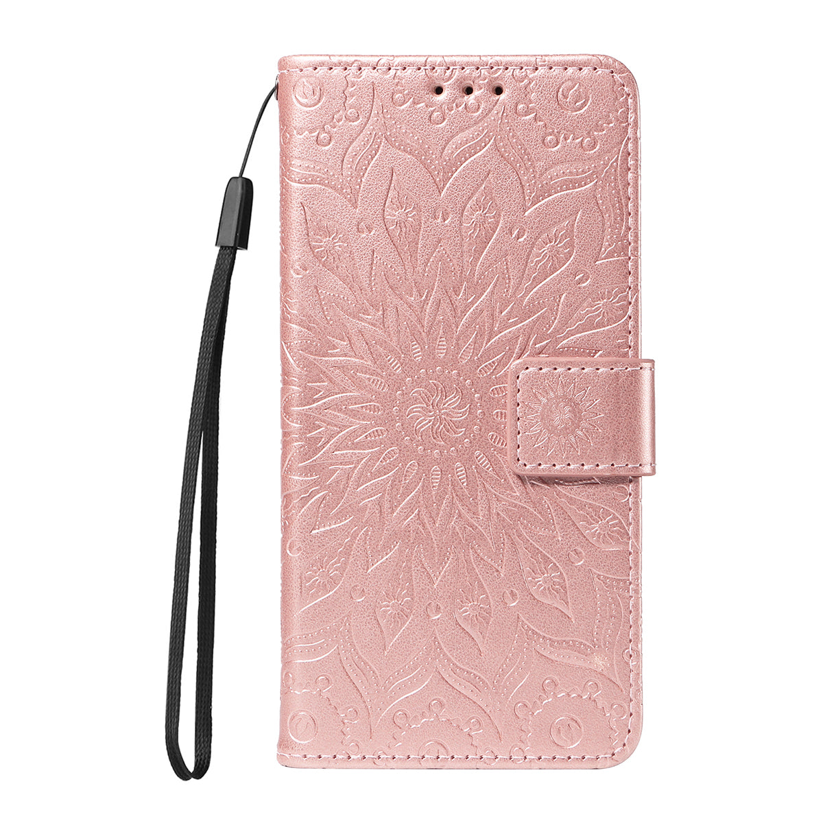 For-Xiaomi-Redmi-15C-5G-(EU)-(173mm)-/-15C-4G-(EU)-(173mm)-Leather-Wallet-Case-Sunflower-Imprinted-Phone-Cover-Rose-Gold