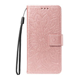 For-Xiaomi-Redmi-15C-5G-(EU)-(173mm)-/-15C-4G-(EU)-(173mm)-Leather-Wallet-Case-Sunflower-Imprinted-Phone-Cover-Rose-Gold