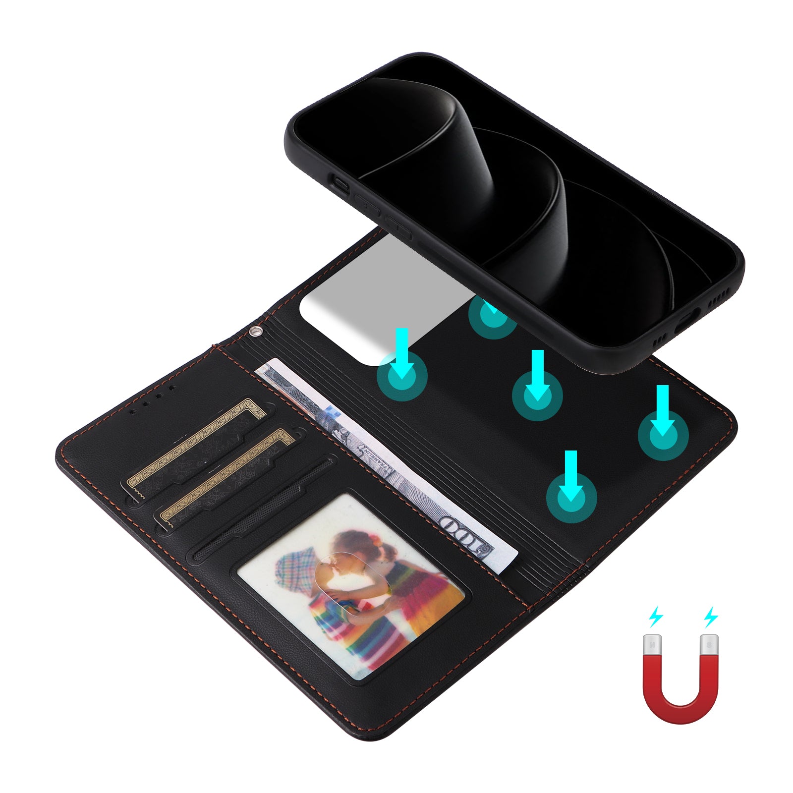 For-iPhone-17-Pro-Max-Magnetic-Case-BETOPNICE-Detachable-PU-Leather-Phone-Cover-with-Strap-Black