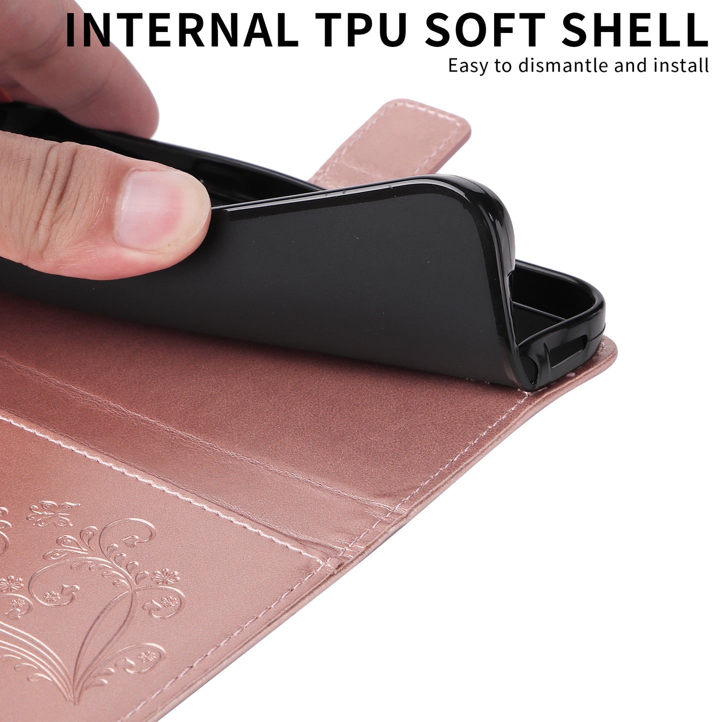 For-OnePlus-Nord-CE5-5G-/-OnePlus-Ace-5-Racing-5G-Wallet-Case-Floral-Butterfly-Imprint-Leather-Phone-Cover-Stand-Rose-Gold