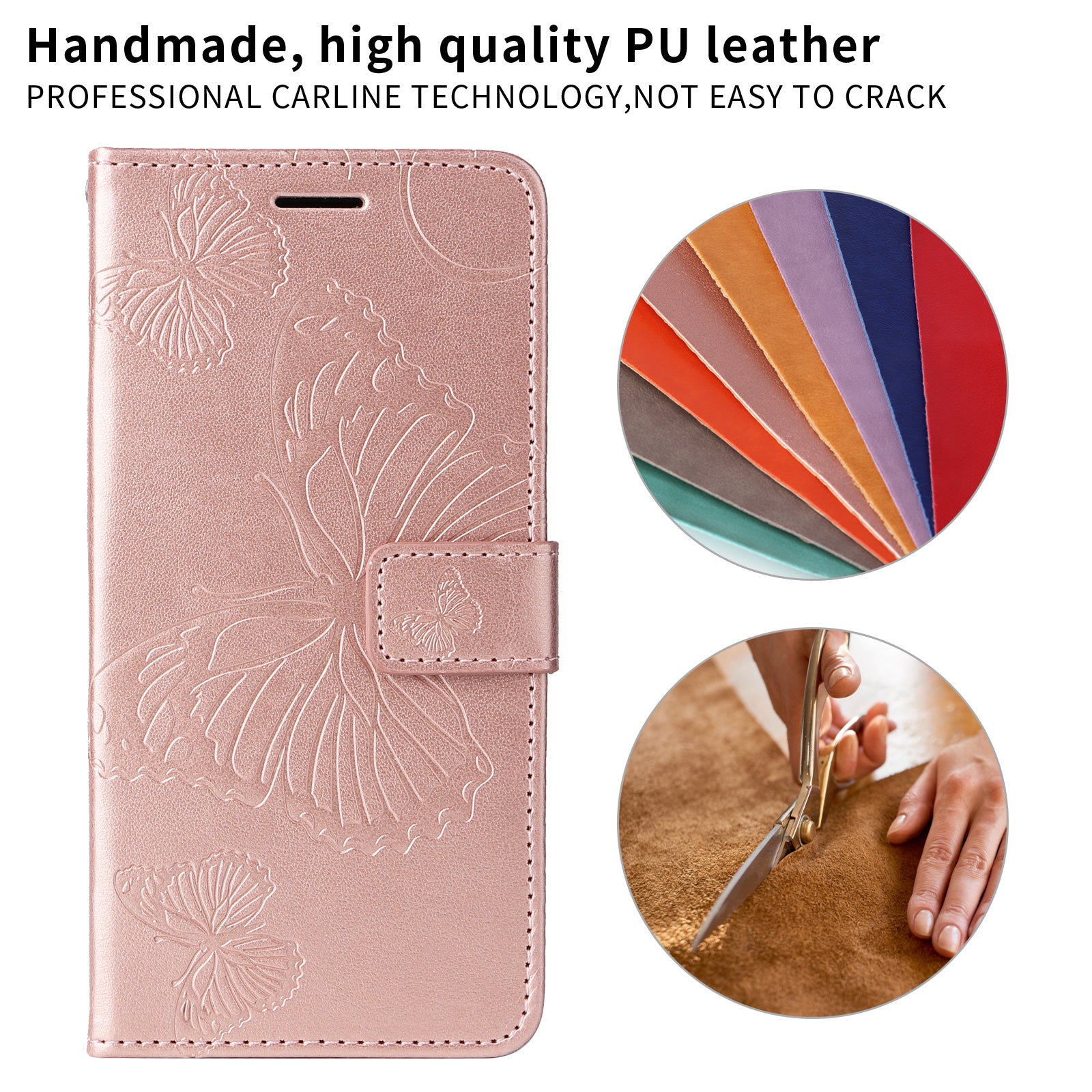 For-OnePlus-Nord-CE5-5G-/-OnePlus-Ace-5-Racing-5G-Wallet-Case-Floral-Butterfly-Imprint-Leather-Phone-Cover-Stand-Rose-Gold