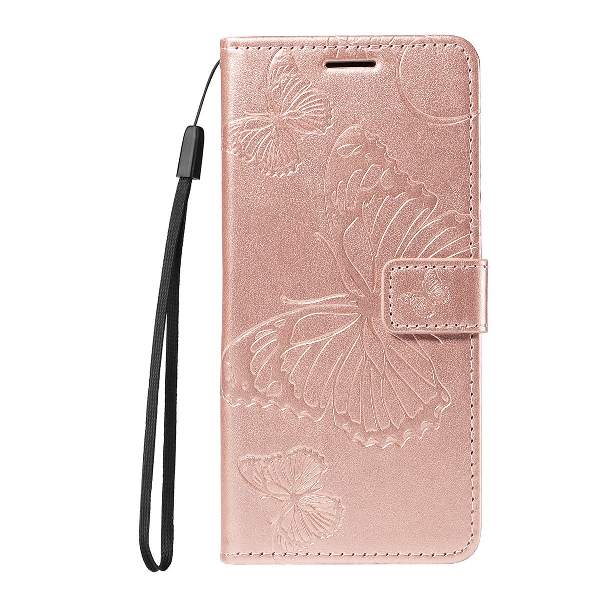 For-OnePlus-Nord-CE5-5G-/-OnePlus-Ace-5-Racing-5G-Wallet-Case-Floral-Butterfly-Imprint-Leather-Phone-Cover-Stand-Rose-Gold