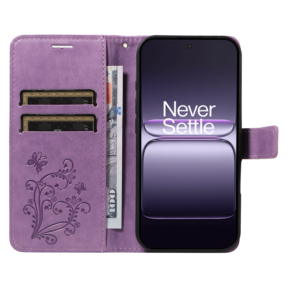 For-OnePlus-Nord-CE5-5G-/-OnePlus-Ace-5-Racing-5G-Wallet-Case-Floral-Butterfly-Imprint-Leather-Phone-Cover-Stand-Light-Purple