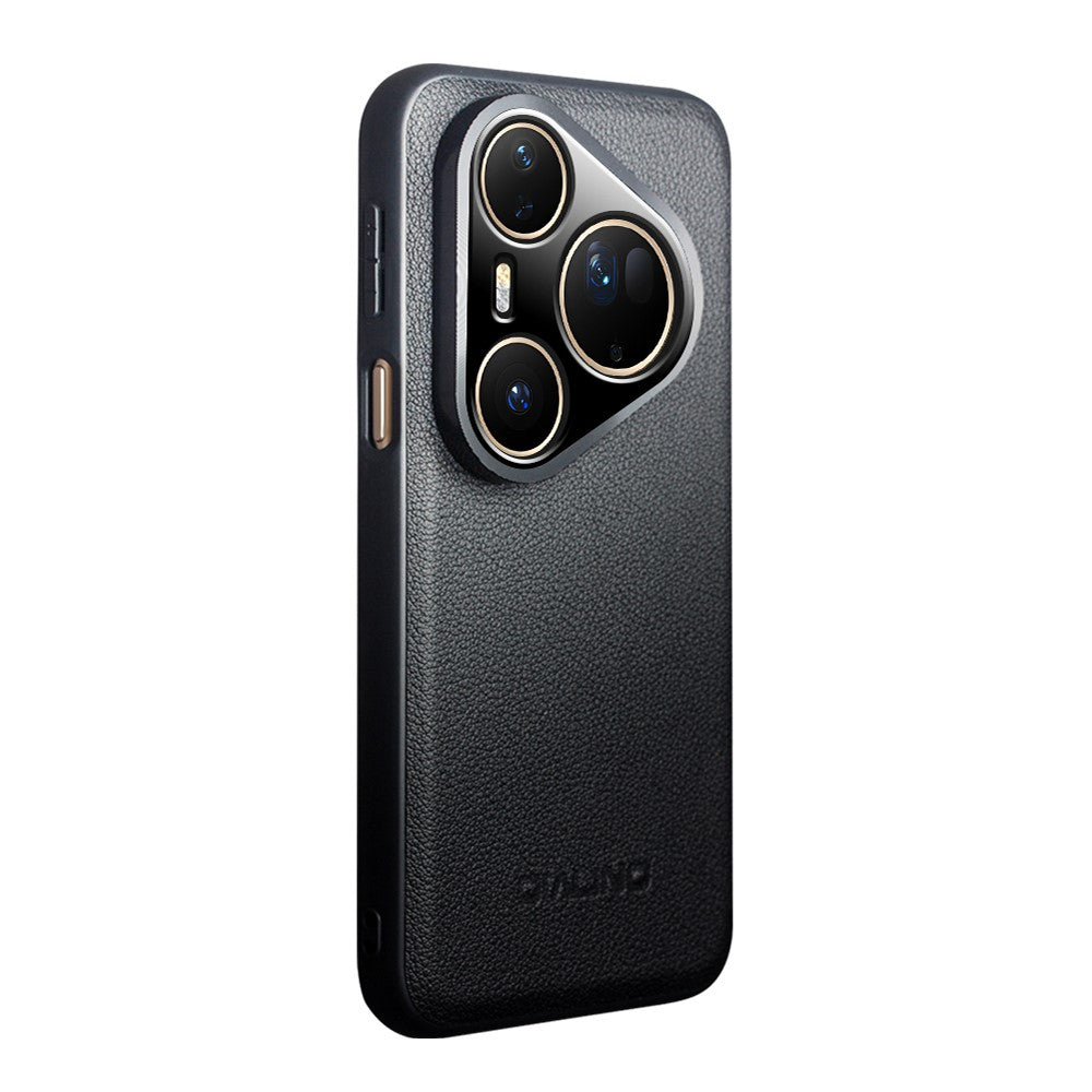 QIALINO-For-Huawei-Pura-80-Case-Window-View-Auto-Wake-/-Sleep-Genuine-Cow-Leather-Flip-Phone-Cover-Black