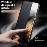 QIALINO-For-Huawei-Pura-80-Case-Window-View-Auto-Wake-/-Sleep-Genuine-Cow-Leather-Flip-Phone-Cover-Black
