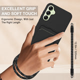 For-Samsung-Galaxy-A16-5G-/-Galaxy-A16-4G-Liquid-Silicone-Case-Phone-Back-Cover-with-Card-Holder-and-Short-Strap-Black