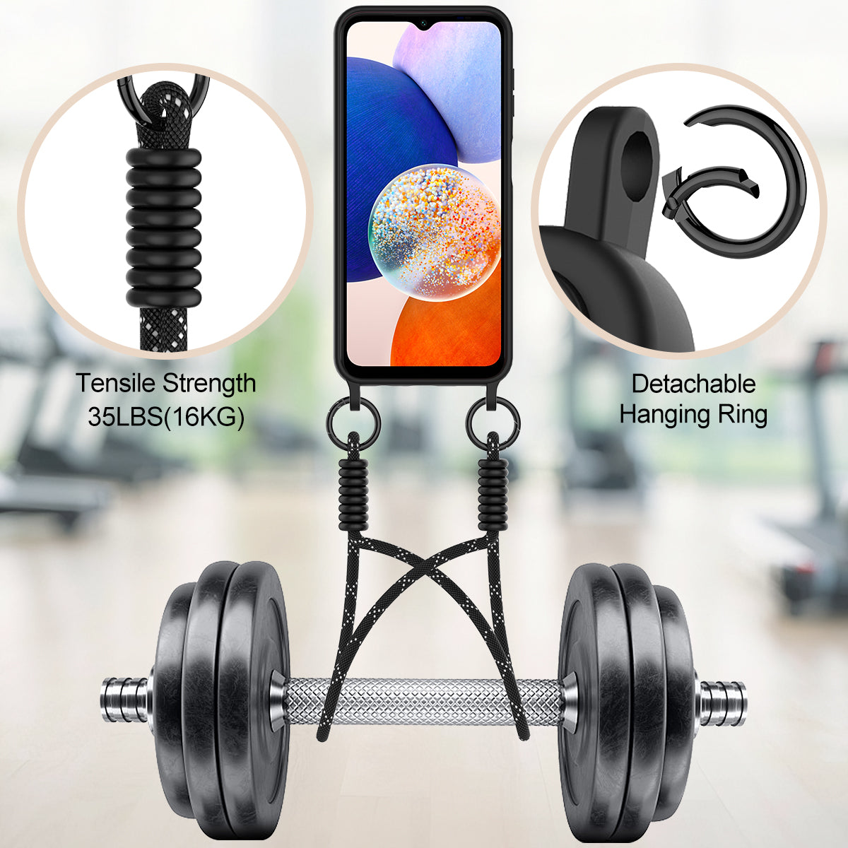 For-Samsung-Galaxy-A16-5G-/-Galaxy-A16-4G-Liquid-Silicone-Case-Phone-Back-Cover-with-Card-Holder-and-Short-Strap-Black