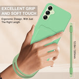 For-Samsung-Galaxy-A16-5G-/-Galaxy-A16-4G-Liquid-Silicone-Case-Phone-Back-Cover-with-Card-Holder-and-Short-Strap-Green