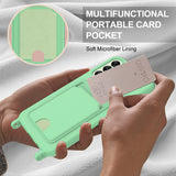 For-Samsung-Galaxy-A16-5G-/-Galaxy-A16-4G-Liquid-Silicone-Case-Phone-Back-Cover-with-Card-Holder-and-Short-Strap-Green