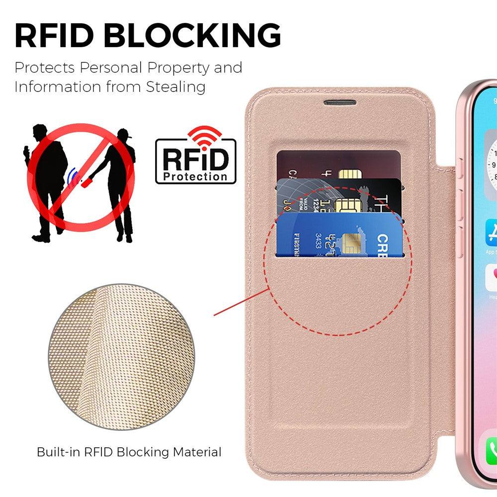 For-iPhone-Air-Magnetic-Business-Leather-Case-MagSafe-Compatible-Flip-Cover-Card-Slot-RFID-Protection-Pink