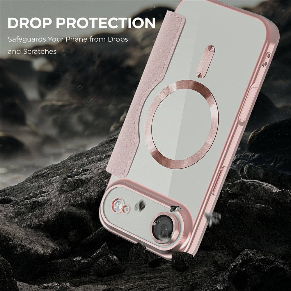For-iPhone-Air-Magnetic-Business-Leather-Case-MagSafe-Compatible-Flip-Cover-Card-Slot-RFID-Protection-Pink