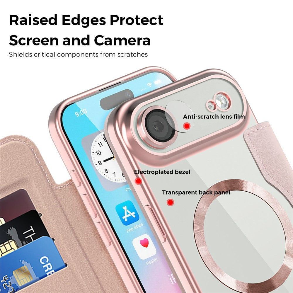 For-iPhone-Air-Magnetic-Business-Leather-Case-MagSafe-Compatible-Flip-Cover-Card-Slot-RFID-Protection-Pink