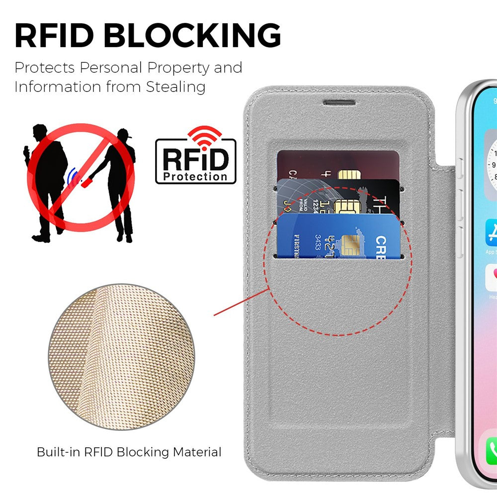 For-iPhone-Air-Magnetic-Business-Leather-Case-MagSafe-Compatible-Flip-Cover-Card-Slot-RFID-Protection-Titanium-Grey