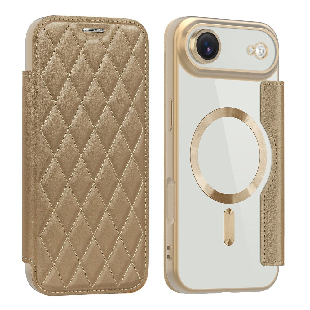 For-iPhone-Air-Case-Compatible-with-MagSafe-Rhombus-PU-Leather-Phone-Cover-Desert-Gold