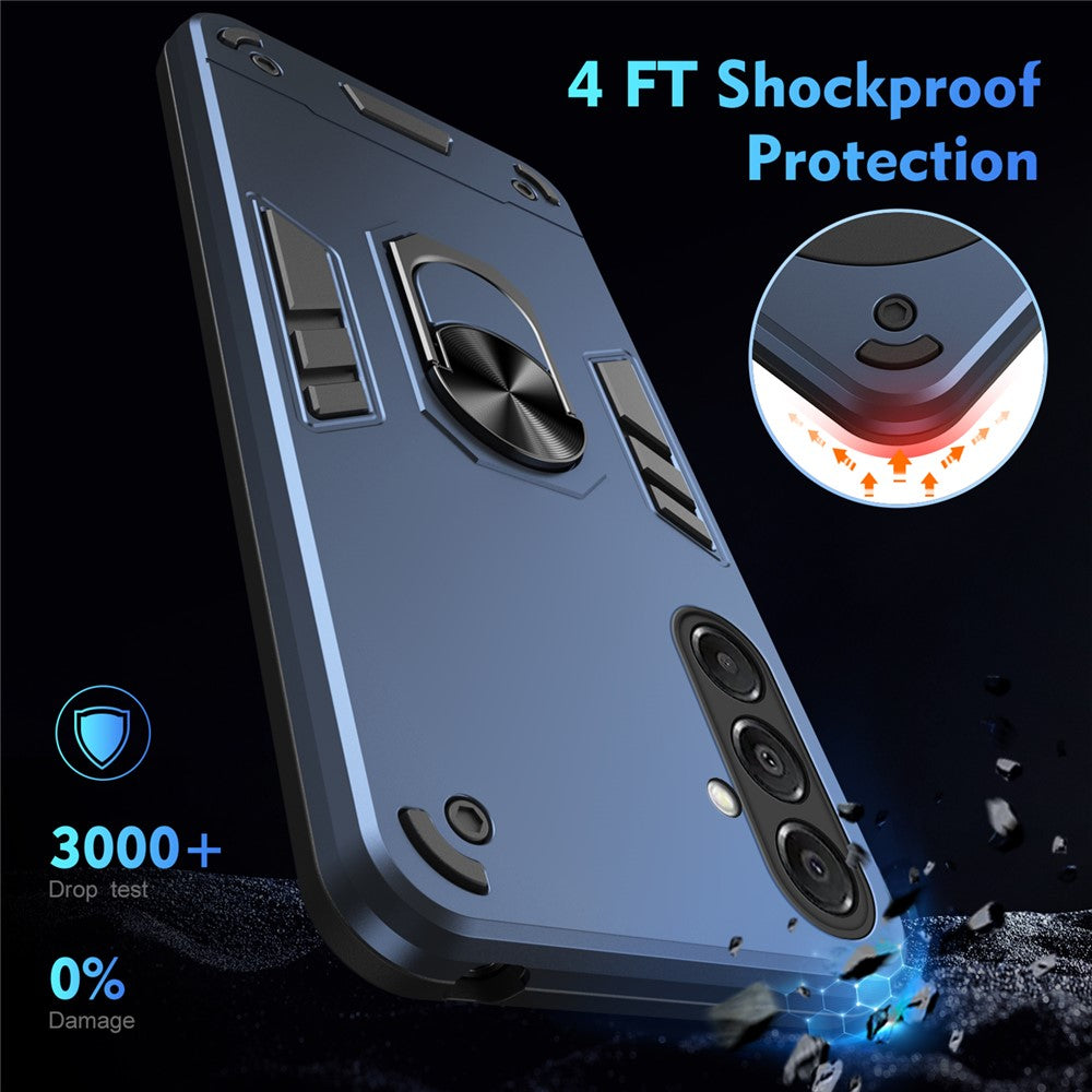 For-Samsung-Galaxy-A17-5G-/-A17-4G-Case-PC-+-TPU-Drop-Defend-Phone-Cover-with-Ring-Kickstand-Blue