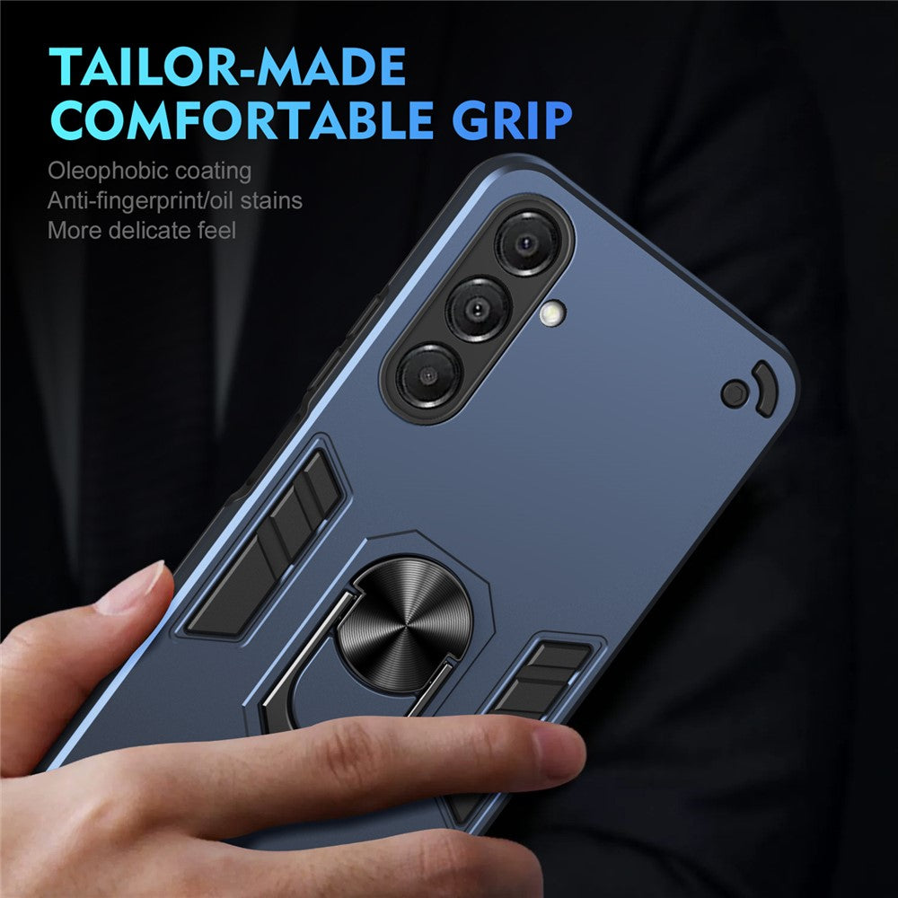 For-Samsung-Galaxy-A17-5G-/-A17-4G-Case-PC-+-TPU-Drop-Defend-Phone-Cover-with-Ring-Kickstand-Blue