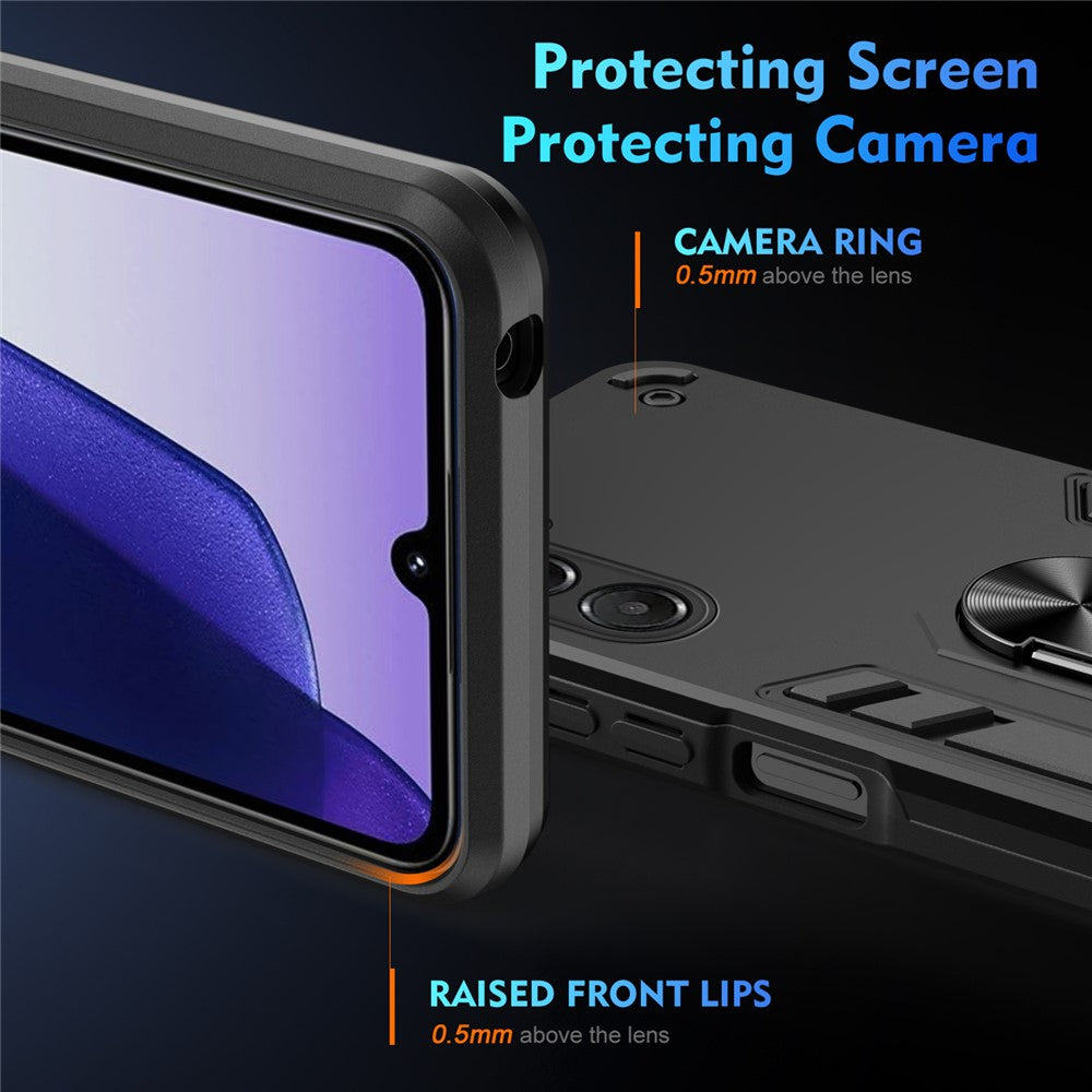 For-Samsung-Galaxy-A17-5G-/-A17-4G-Case-PC-+-TPU-Drop-Defend-Phone-Cover-with-Ring-Kickstand-Black