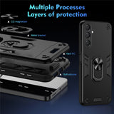 For-Samsung-Galaxy-A17-5G-/-A17-4G-Case-PC-+-TPU-Drop-Defend-Phone-Cover-with-Ring-Kickstand-Black