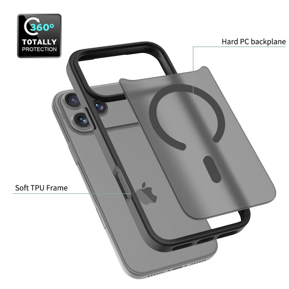 For-iPhone-17-Pro-Max-Case-Compatible-with-MagSafe-TPU-Frame-Acrylic-Back-Phone-Cover-Skin-Touch-Black