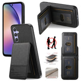 For-Samsung-Galaxy-A17-5G-/-A17-4G-Case-Cloth-Texture-Leather-+-PC-+-TPU-RFID-Blocking-Phone-Cover-with-Card-Holder-Black