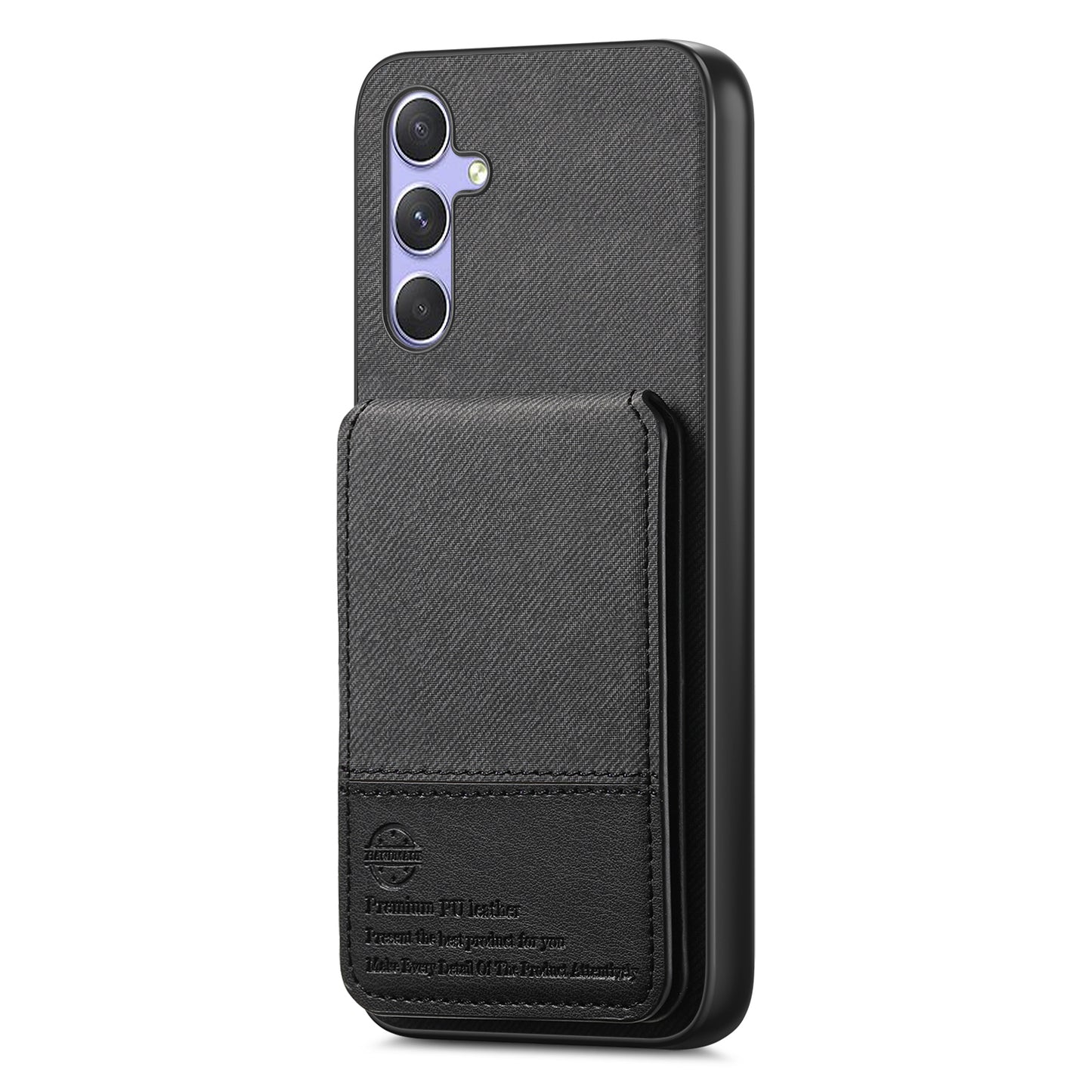 For-Samsung-Galaxy-A17-5G-/-A17-4G-Case-Cloth-Texture-Leather-+-PC-+-TPU-RFID-Blocking-Phone-Cover-with-Card-Holder-Black