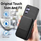 For-Samsung-Galaxy-A17-5G-/-A17-4G-Case-Cloth-Texture-Leather-+-PC-+-TPU-RFID-Blocking-Phone-Cover-with-Card-Holder-Black
