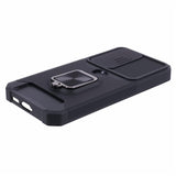 For-Samsung-Galaxy-S25-FE-Case-Kickstand-Slide-Lens-Lid-PC-+-TPU-Phone-Cover-with-Card-Slot-Black