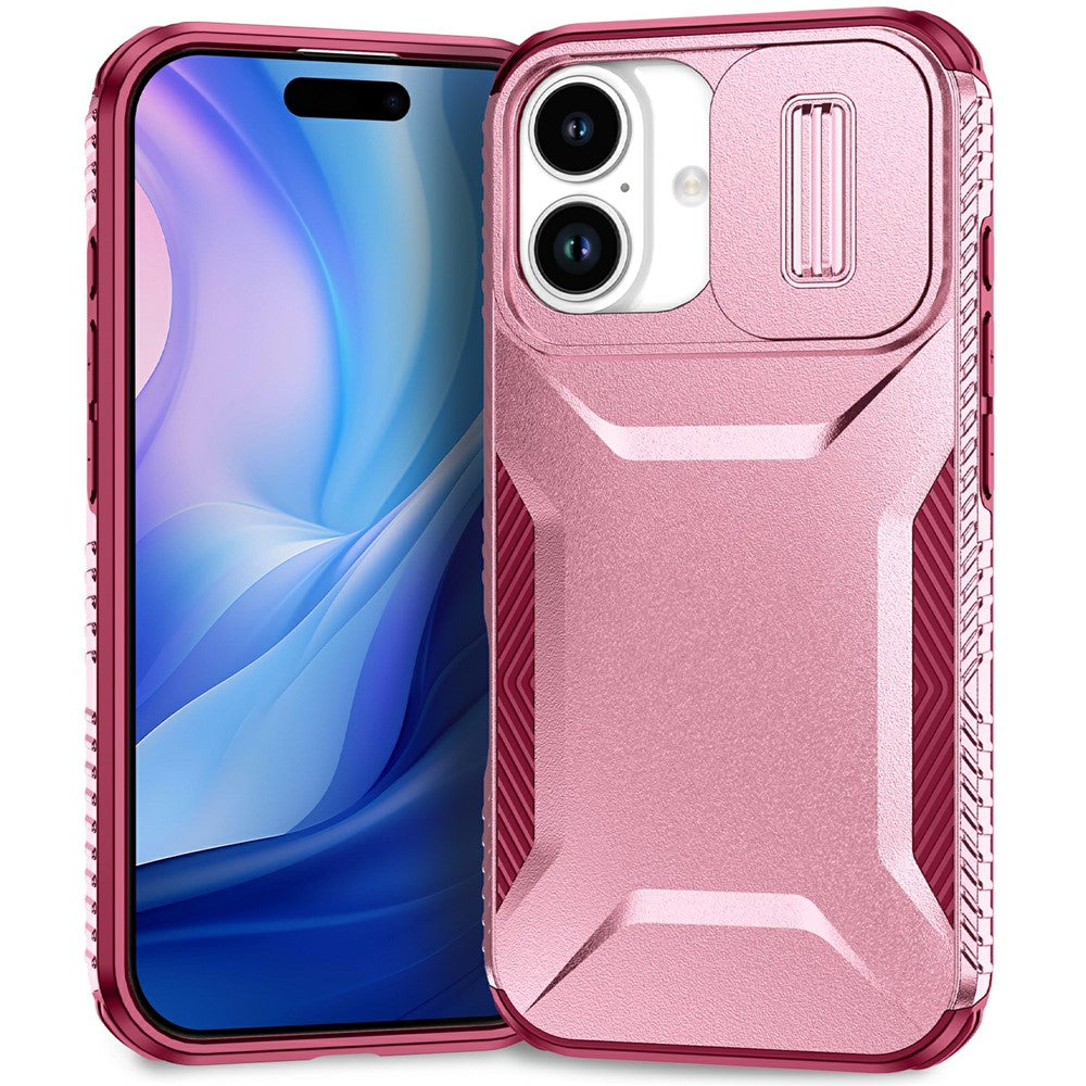 For-iPhone-17-Case-Camshield-TPU-+-PC-Phone-Cover-Non-Slip-Side-Edge-Pink-/-Wine-Red