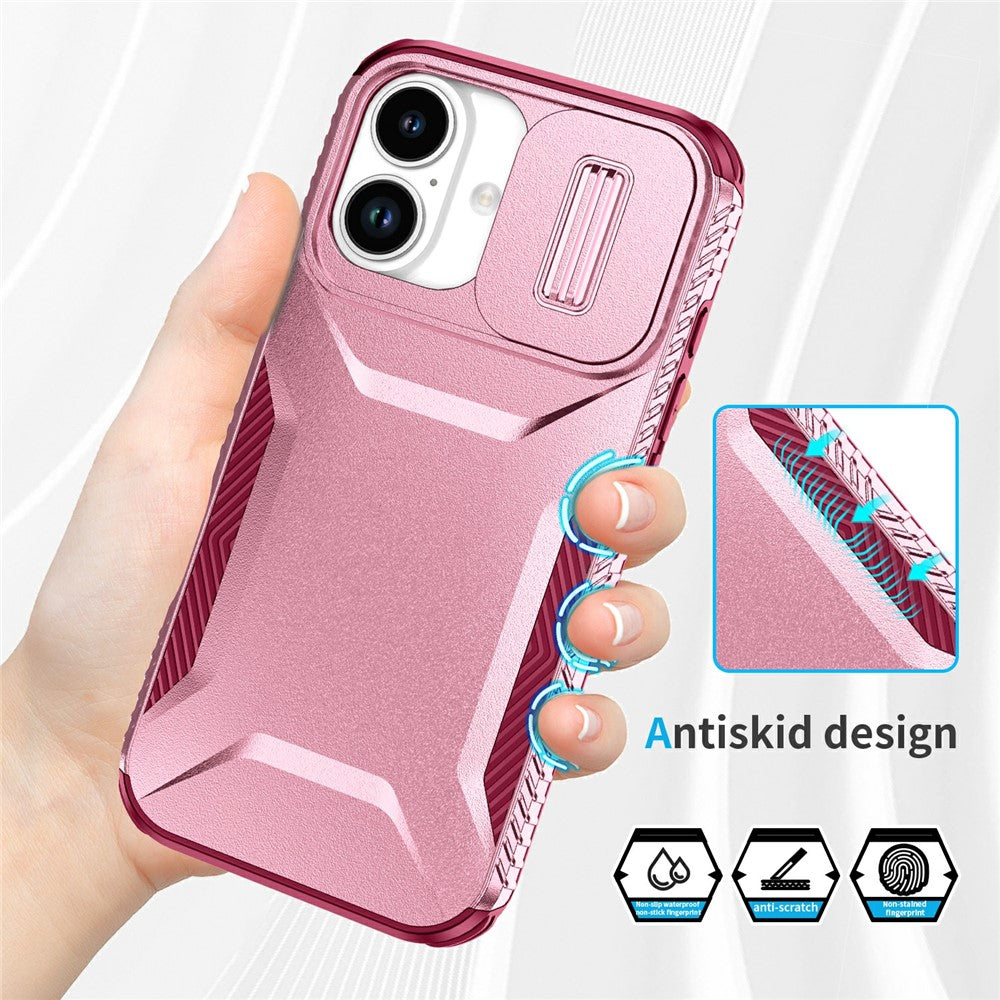 For-iPhone-17-Case-Camshield-TPU-+-PC-Phone-Cover-Non-Slip-Side-Edge-Pink-/-Wine-Red