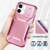 For-iPhone-17-Case-Camshield-TPU-+-PC-Phone-Cover-Non-Slip-Side-Edge-Pink-/-Wine-Red