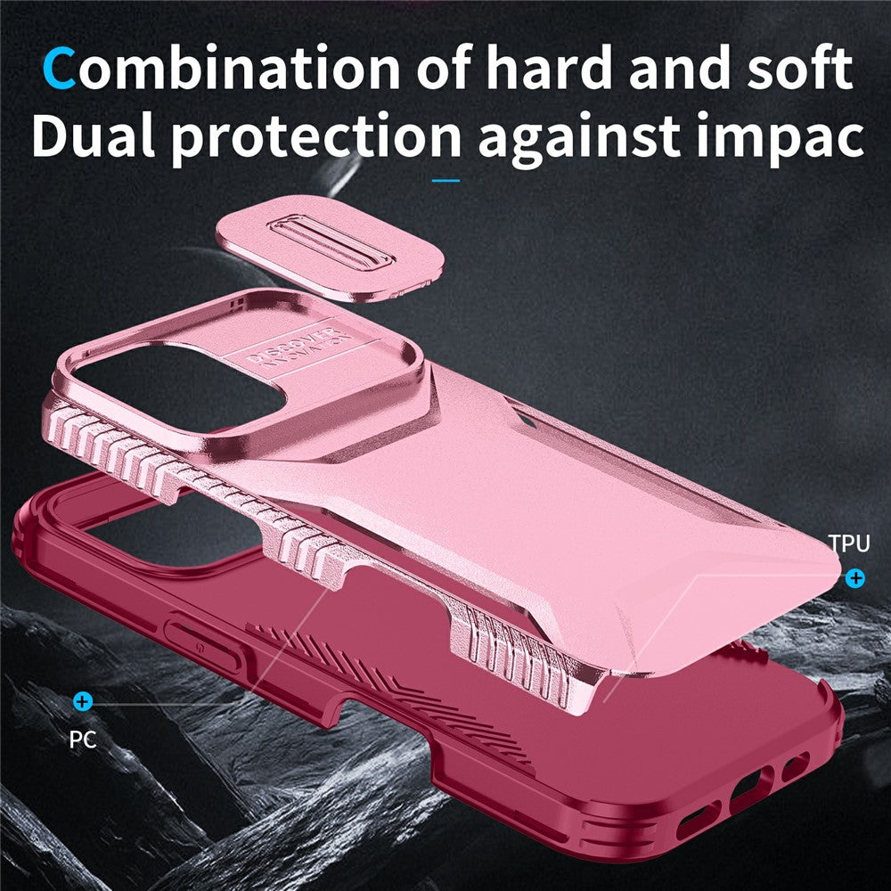 For-iPhone-17-Case-Camshield-TPU-+-PC-Phone-Cover-Non-Slip-Side-Edge-Pink-/-Wine-Red