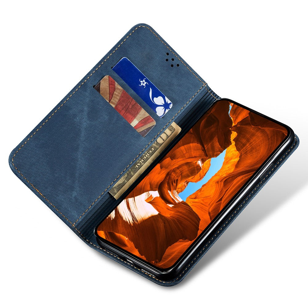 For-Motorola-Moto-G86-5G-Case-Jeans-Cloth-Texture-Anti-Scratch-Leather-Stand-Phone-Cover-Blue