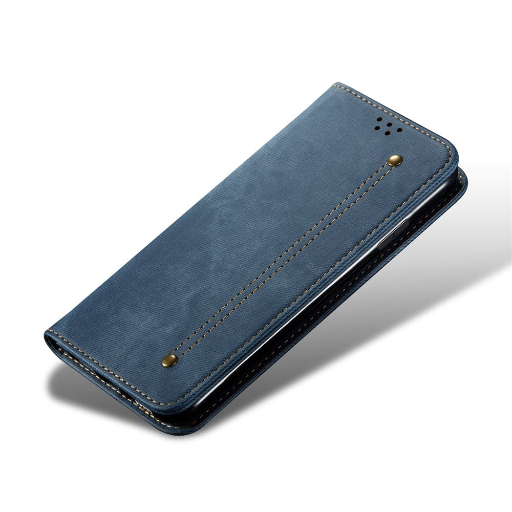 For-Motorola-Moto-G86-5G-Case-Jeans-Cloth-Texture-Anti-Scratch-Leather-Stand-Phone-Cover-Blue