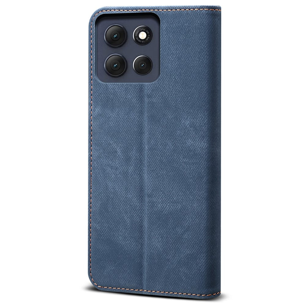 For-Motorola-Moto-G86-5G-Case-Jeans-Cloth-Texture-Anti-Scratch-Leather-Stand-Phone-Cover-Blue
