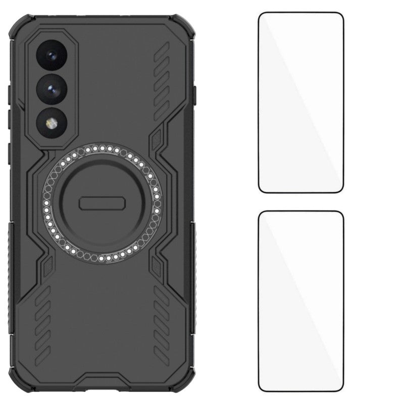 For-OnePlus-Nord-5-5G-/-OnePlus-Ace-5-Ultra-5G-Magnetic-Case-WANLONFENG-DJ-Series-PC-TPU-Phone-Cover-with-2Pcs-Tempered-Glass-Film-Black