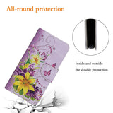 For-Honor-400-5G-(Global)-Case-Pattern-Printing-Protective-Leather-Folio-Phone-Cover-with-Wrist-Strap-Yellow-Butterfly