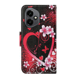 For-Honor-400-5G-(Global)-Case-Pattern-Printing-Protective-Leather-Folio-Phone-Cover-with-Wrist-Strap-Red-Heart