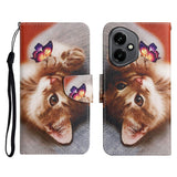 For-Honor-400-5G-(Global)-Case-Pattern-Printing-Protective-Leather-Folio-Phone-Cover-with-Wrist-Strap-Butterfly-Cat