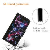 For-Honor-400-Lite-5G-Case-Pattern-Printing-Protective-Leather-Folio-Phone-Cover-with-Wrist-Strap-Glowing-Butterfly