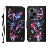 For-Honor-400-Pro-5G-(Global)-Case-Pattern-Printing-Protective-Leather-Folio-Phone-Cover-with-Wrist-Strap-Glowing-Butterfly